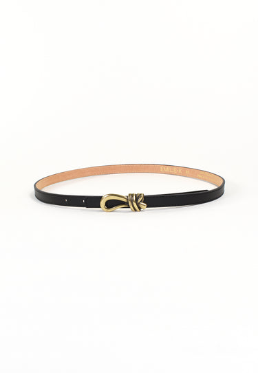 ADÉLIS - Ceinture Noire Fine En Cuir Femme