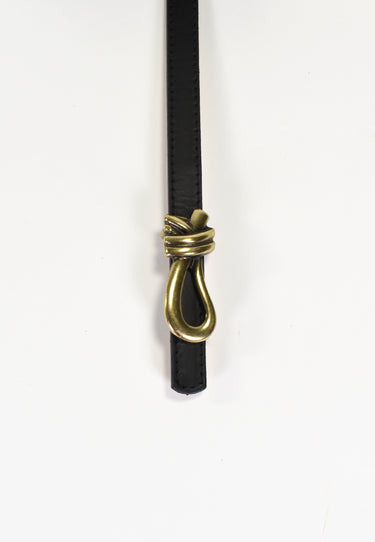 ADÉLIS - Ceinture Noire Fine En Cuir Femme