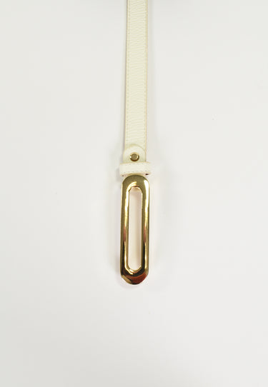 NOÉLY - Ceinture Écru Fine En Cuir Femme