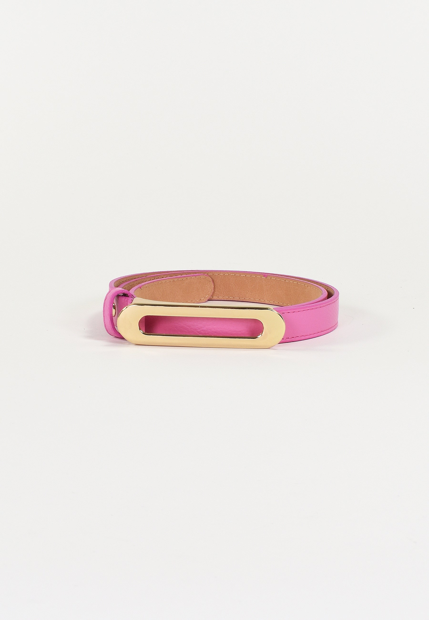 NOÉLY - Ceinture Rose Fine En Cuir Femme