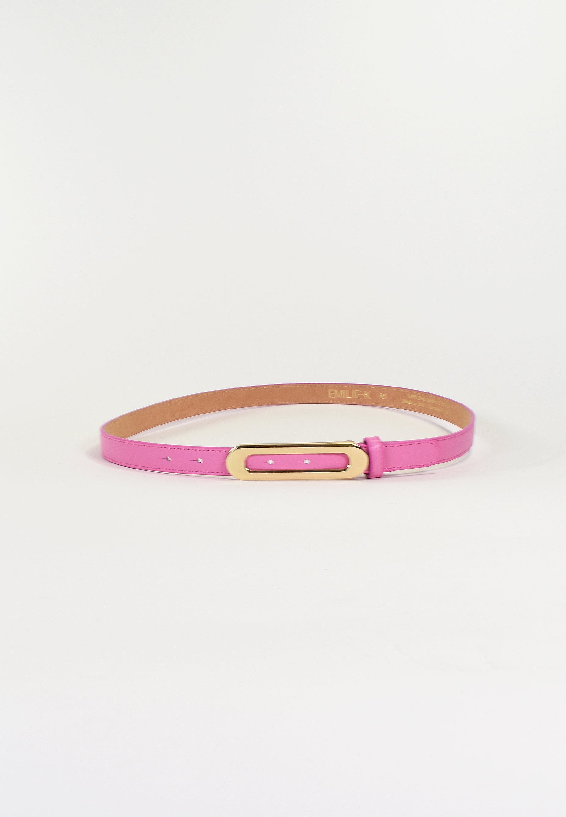 NOÉLY - Ceinture Rose Fine En Cuir Femme