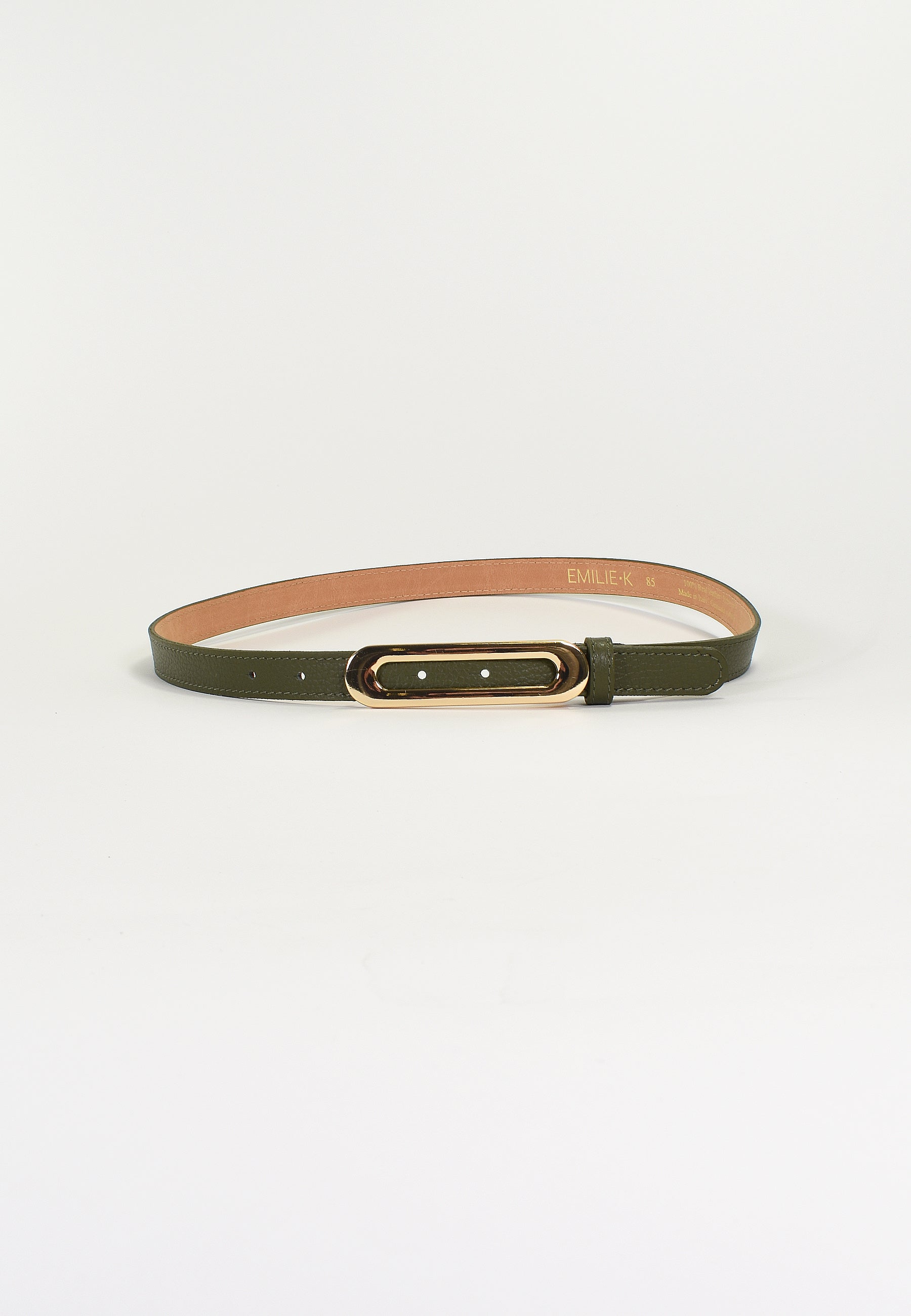 NOÉLY - Ceinture Verte Fine En Cuir Femme