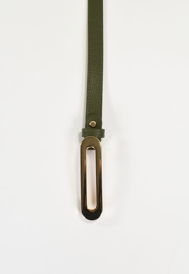 NOÉLY - Ceinture Verte Fine En Cuir Femme