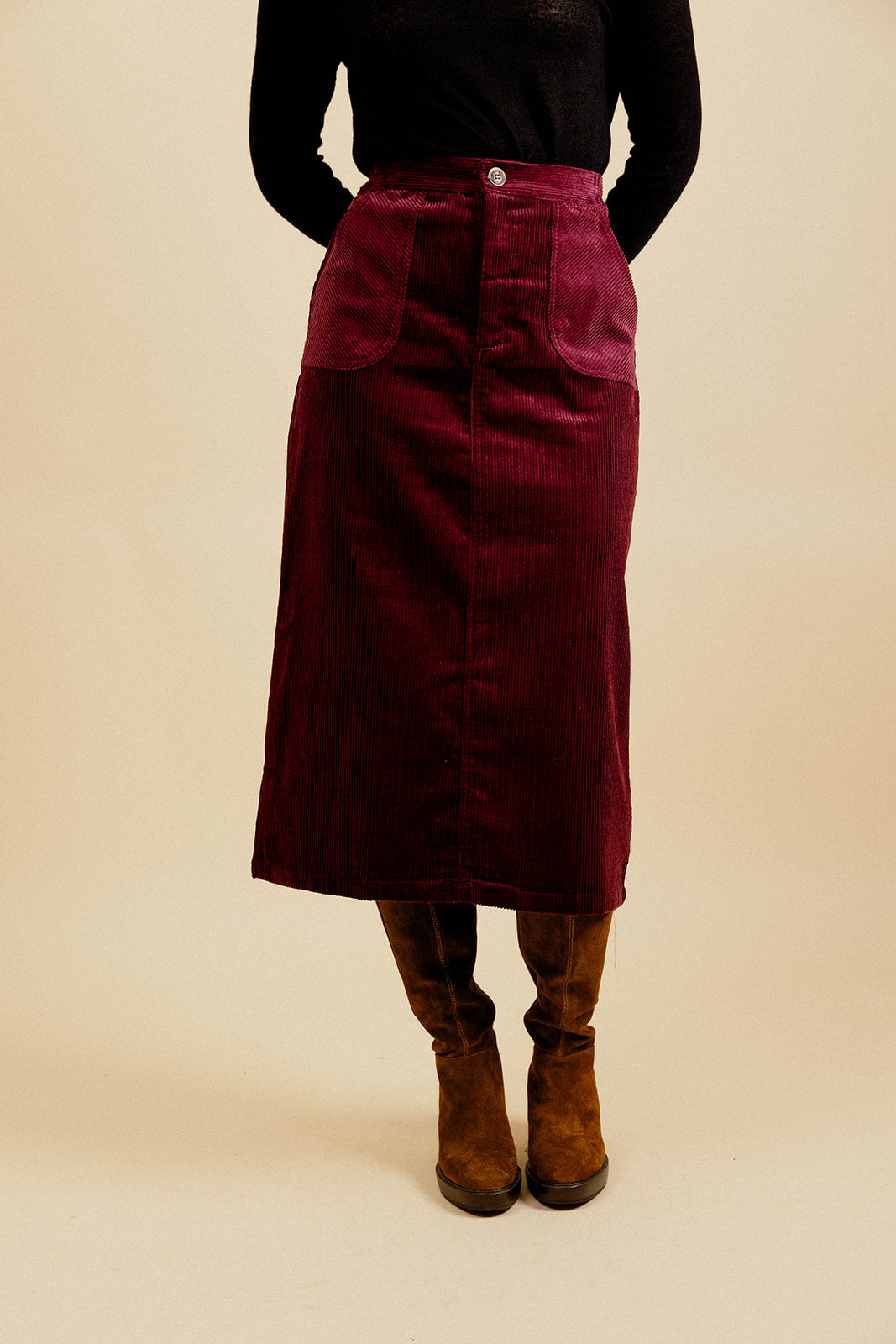 DOMITILLE VELVET SKIRT - BURGUNDY 