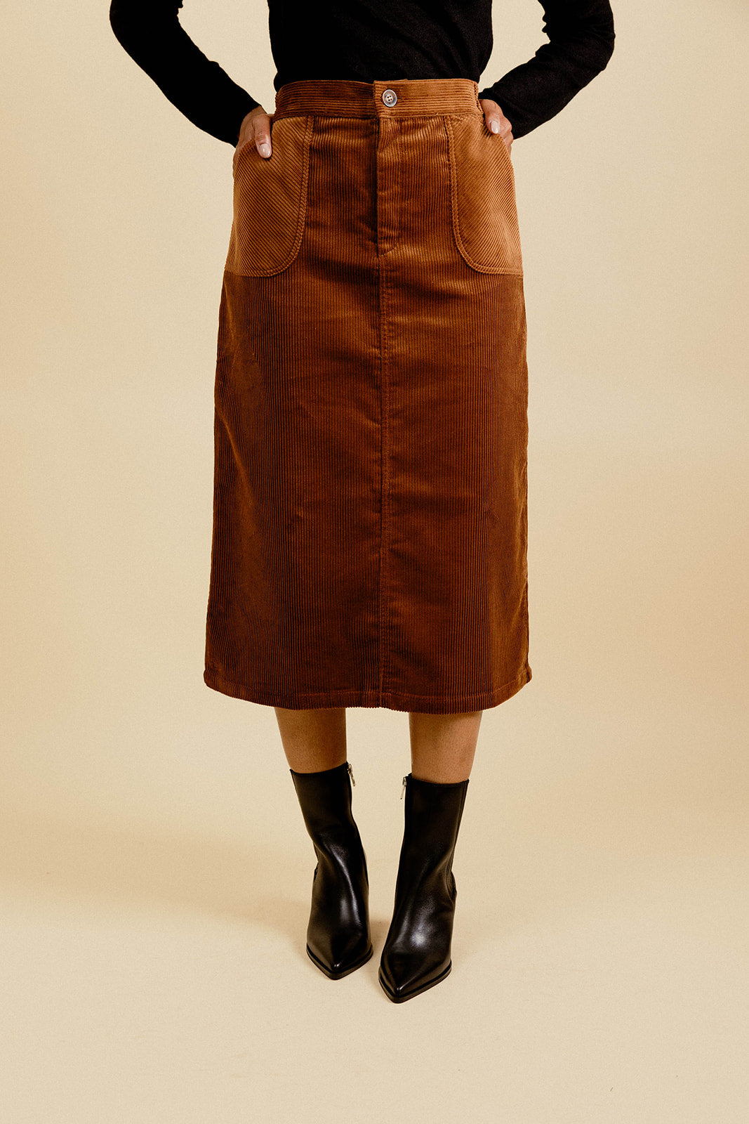 DOMITILLE VELVET SKIRT - CAMEL 