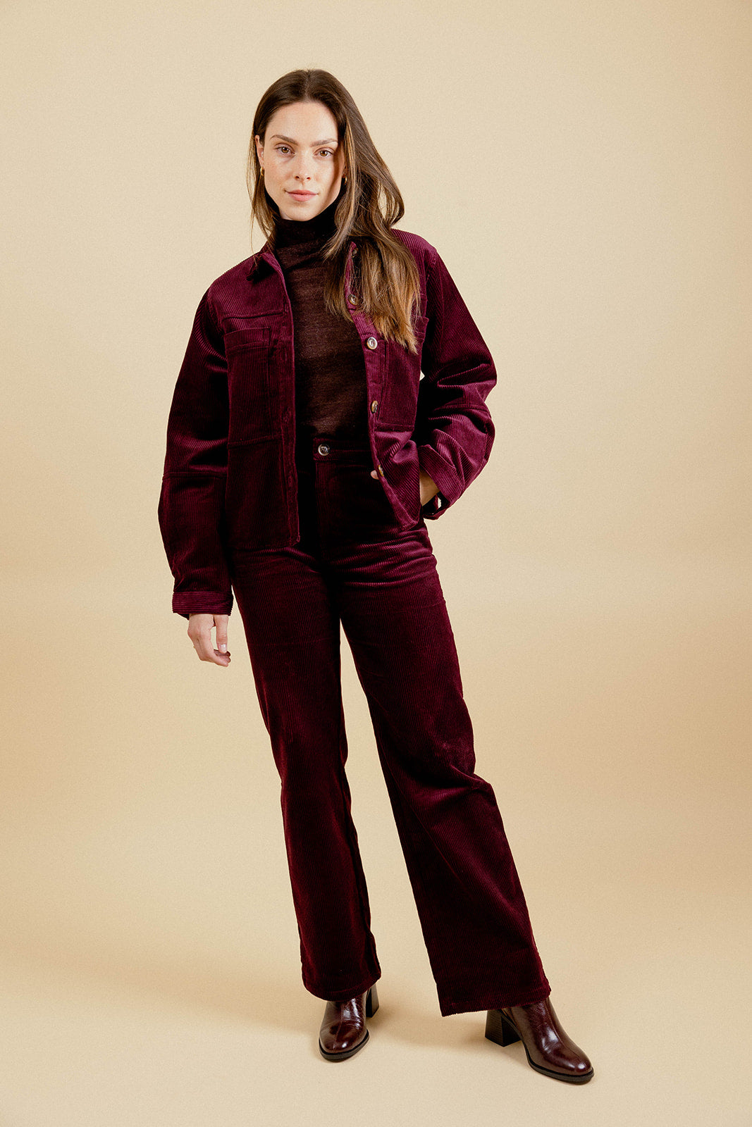 ELZA VELVET JACKET - BURGUNDY