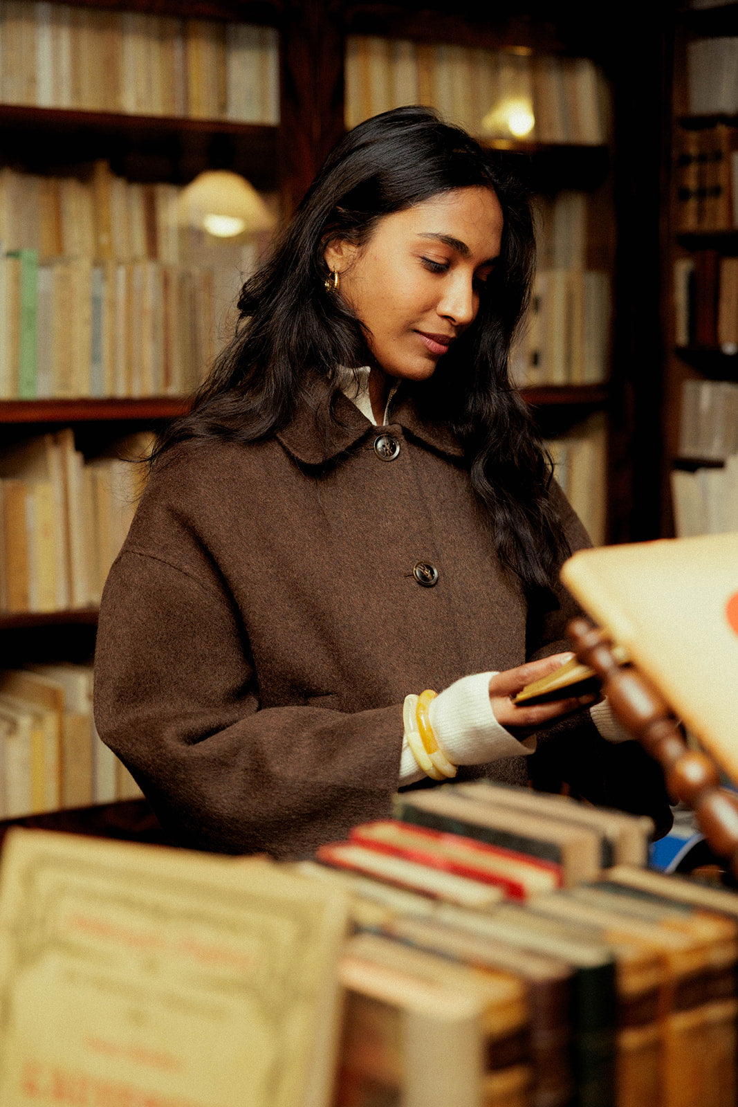 MANTEAU COURT EMY - MARRON