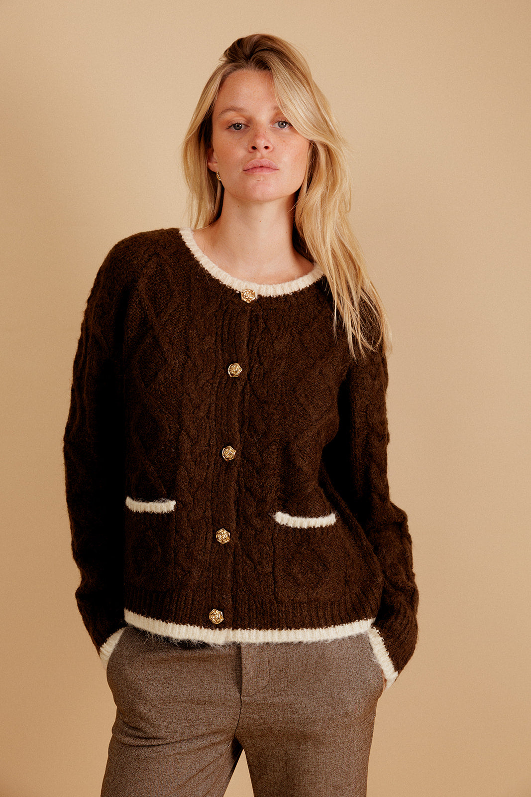 CARDIGAN  MÉLUSINE - MARRON