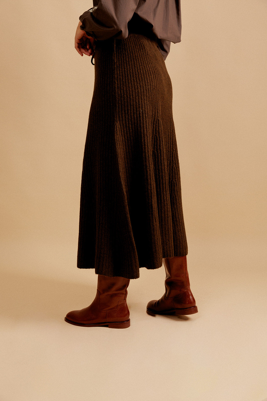 JUPE MIDI  ISADORA - MARRON