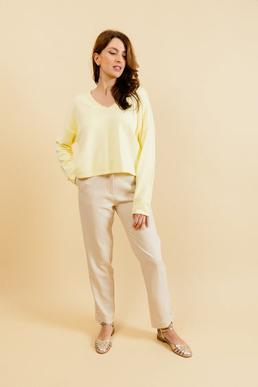 ELISABETH - Pull Jaune Fin Femme