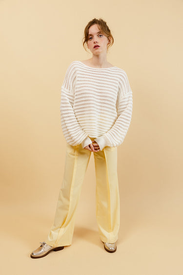 KELLY - Pull Écru en Crochet Femme