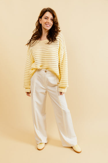 KELLY - Pull Jaune en Crochet Femme