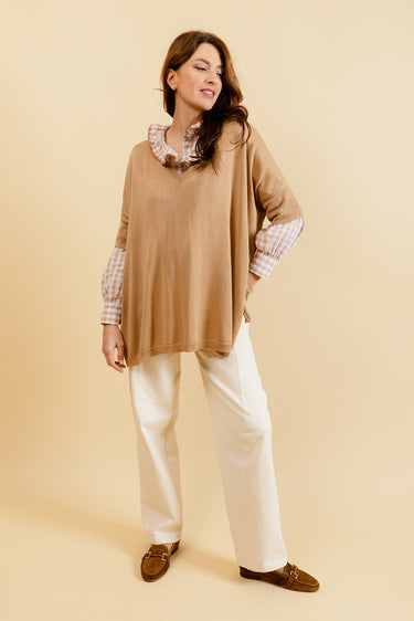STEPH - Pull Tabac Uni Oversize Femme