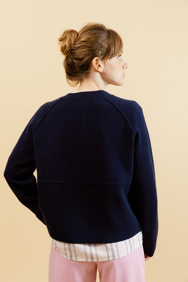 ERICA - Gilet Marine en Maille Femme