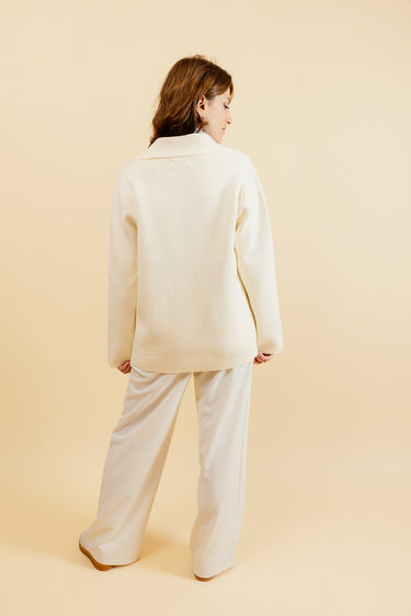 ELLIS - Gilet Blazer Écru en Maille Femme