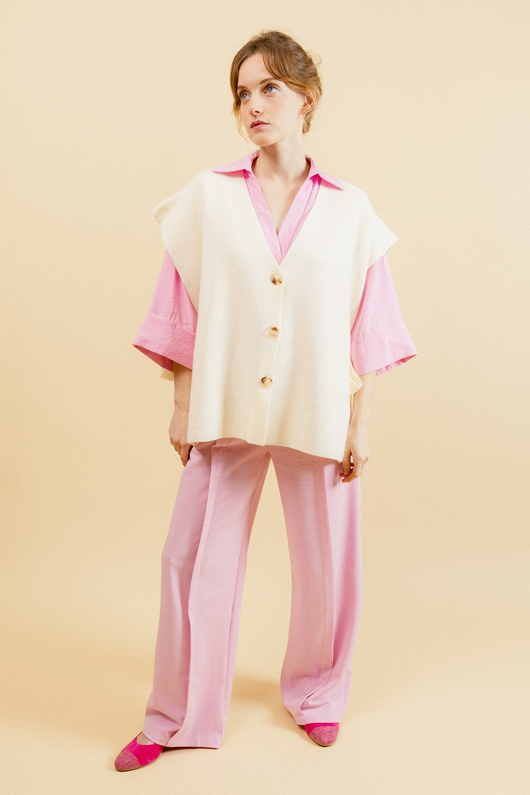 TOMMY - Gilet Écru sans Manches Femme