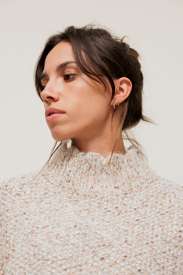 ISALINEY - Pull Sans Manches Col Haut Taupe