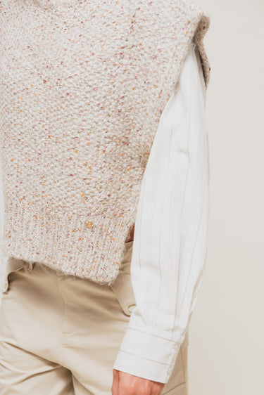 ISALINEY - Pull Sans Manches Col Haut Taupe