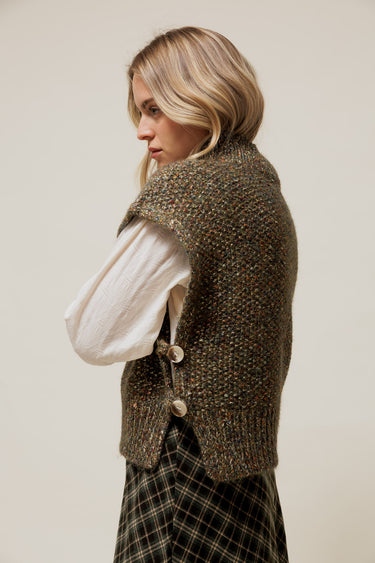 ISALINEY - Pull Sans Manches Col Haut Vert
