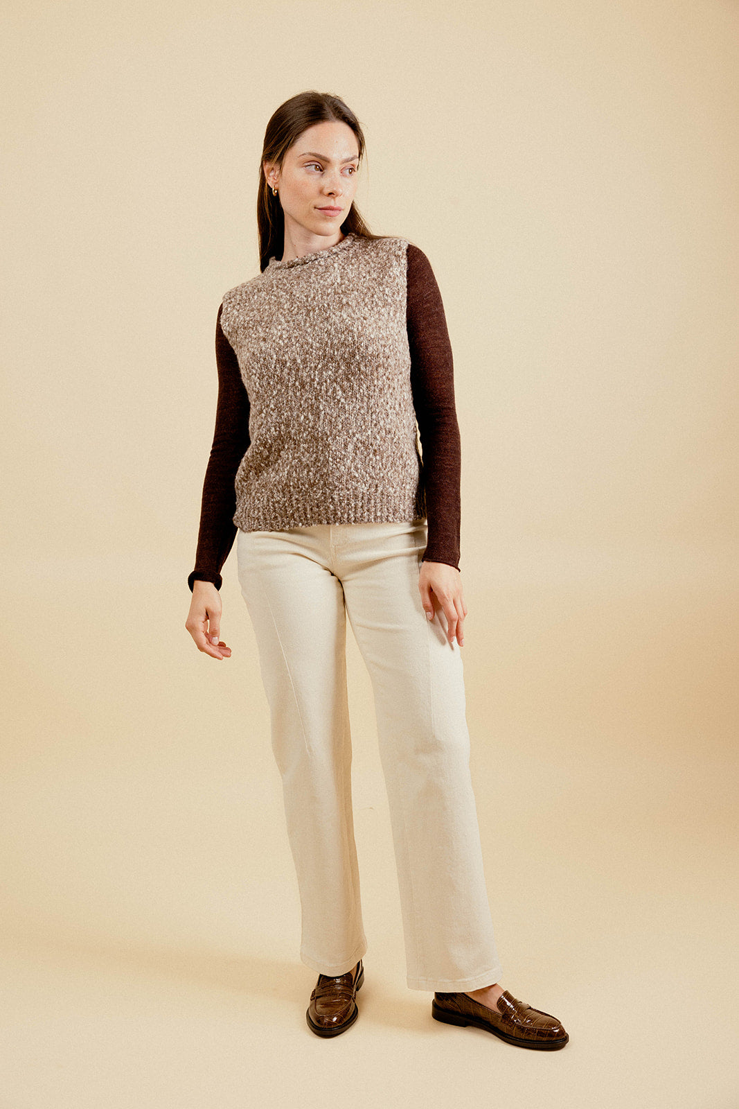 MATHILDA SLEEVELESS SWEATER - CHOCO