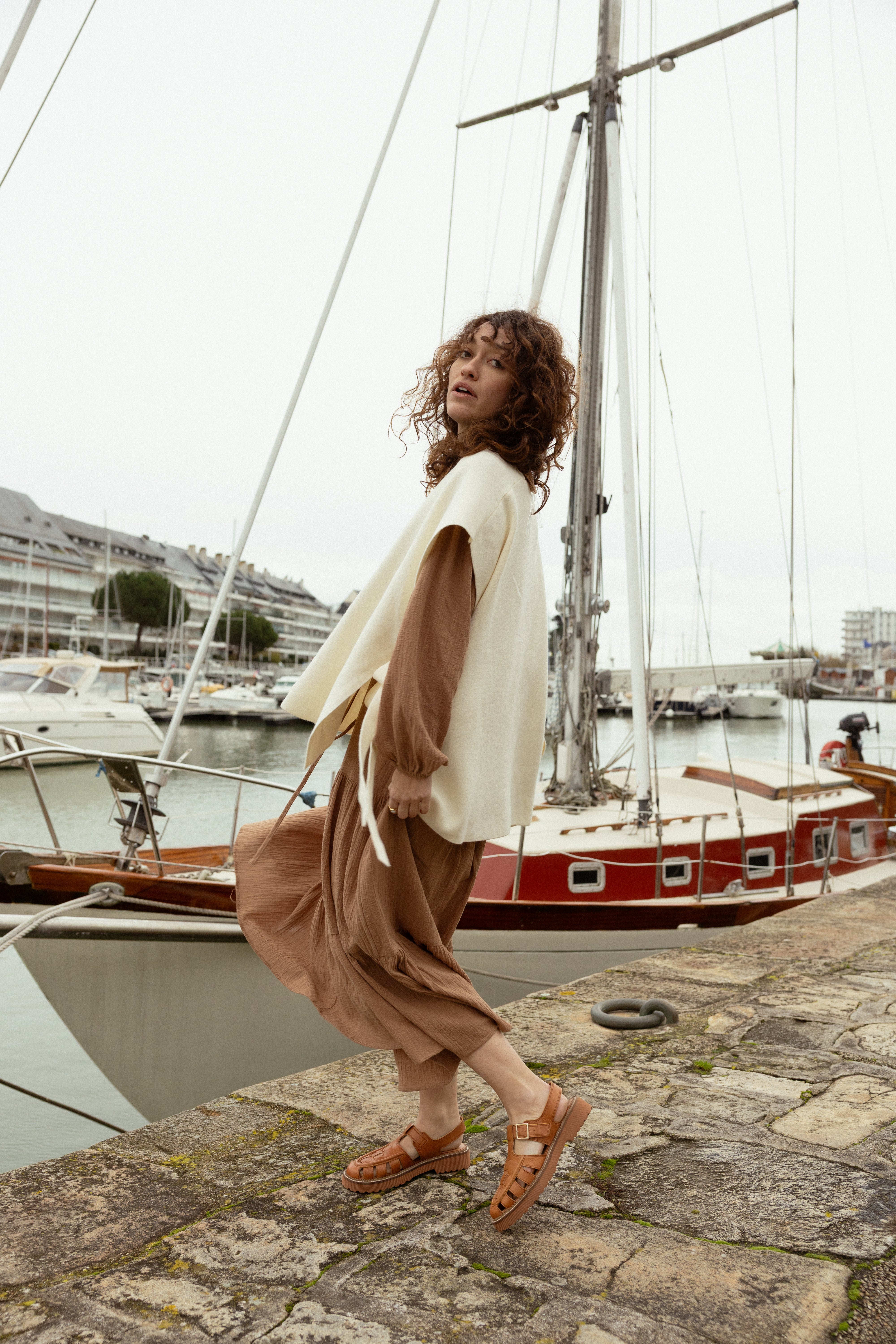 ELOISE - Sandales en cuir Camel