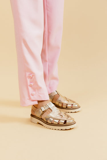 ELOISE - Sandales en cuir Doré/Platine