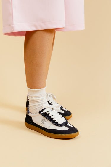 CHERRY - Baskets en cuir Blanc/Marine