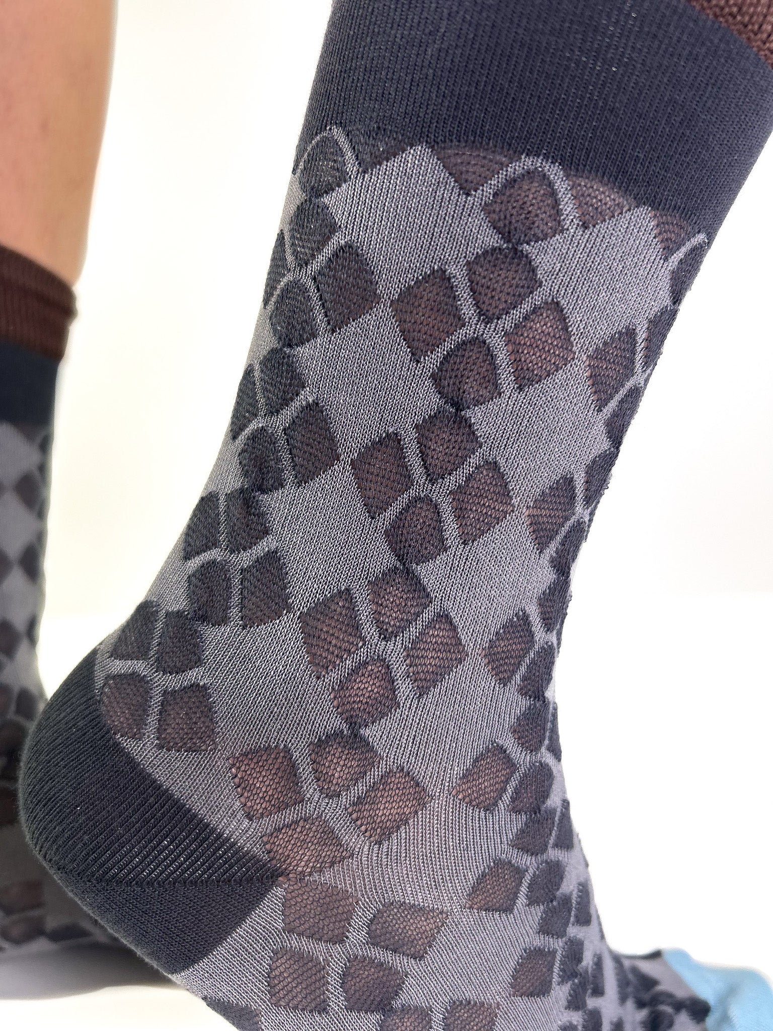 DIAMOND - Chaussettes Transparentes à Losanges Noir & Gris