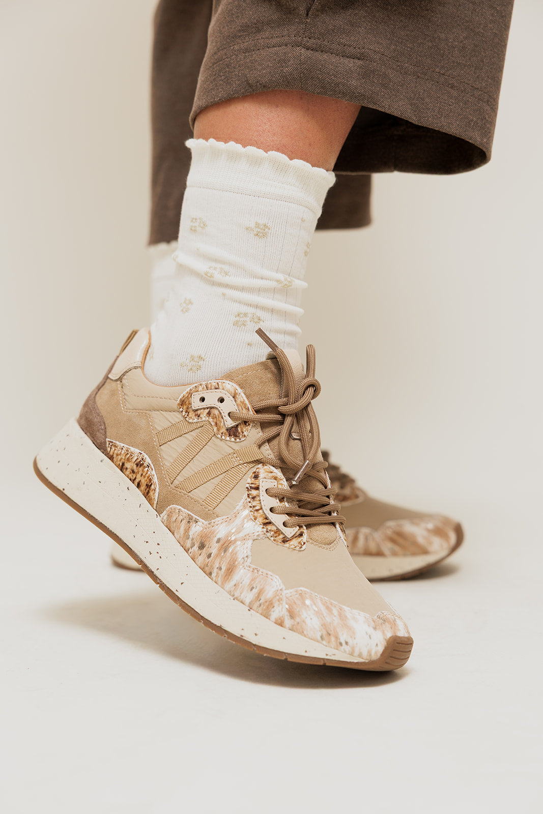 PAQUERETTE - Chaussettes Côtelées au Motif Floral Blanc