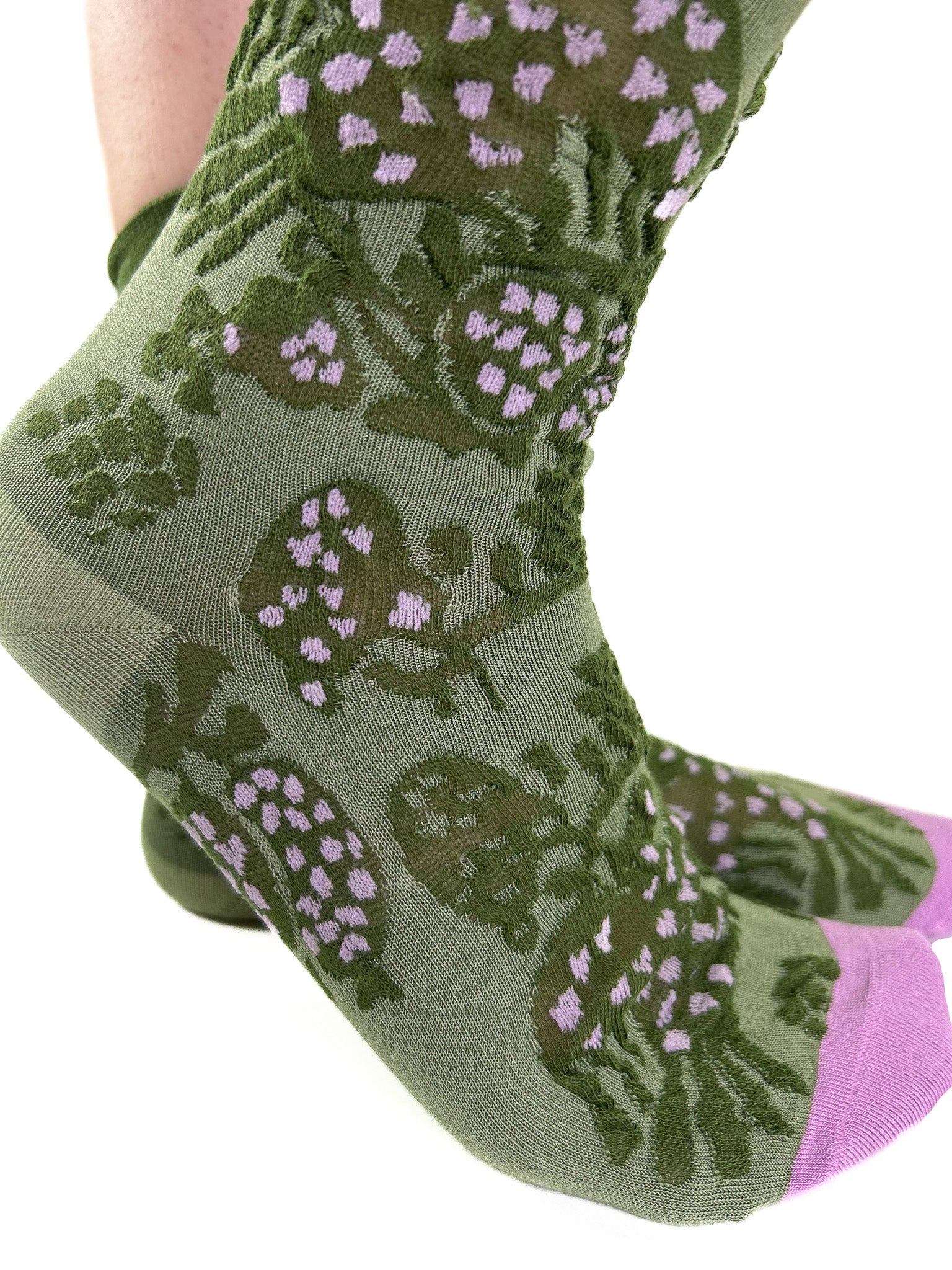 POLKA - Chaussettes à Motif Floral Vert & Lavande