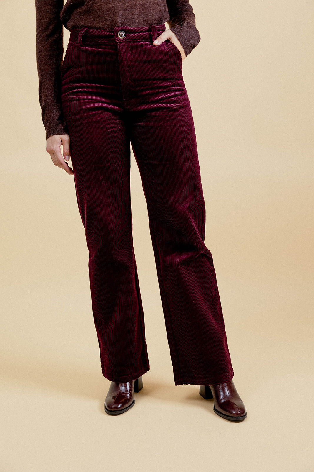 SOLAL VELVET PANTS - BURGUNDY 