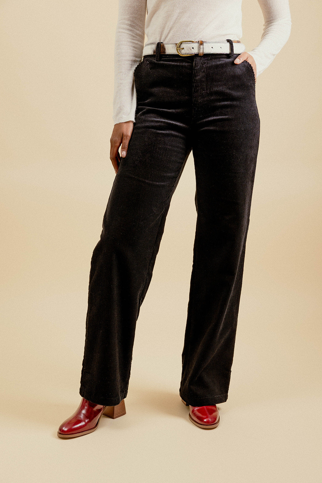 SOLAL VELVET PANTS - BLACK 