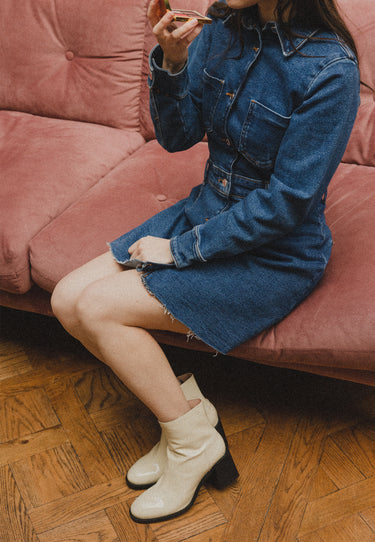 BOTTINES VICTORIA - écru