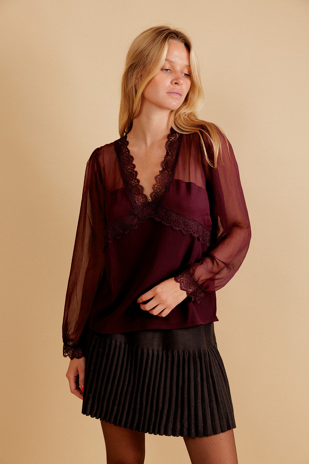 BLOUSE  ISALYS - BORDEAUX