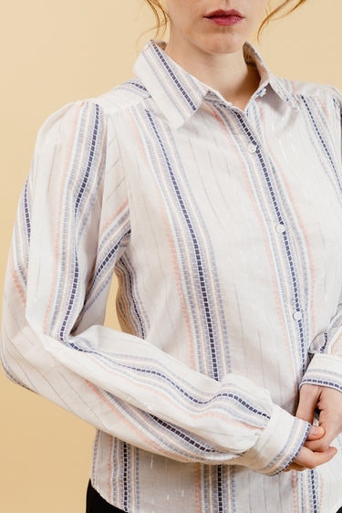 CHARLIE - Chemise Blanche à Rayures Brodées