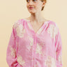 VIOLETTA - Chemise Rose à Motif Floral Brodé