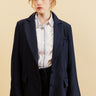 SANDY - Blazer Uni Marine à Fente