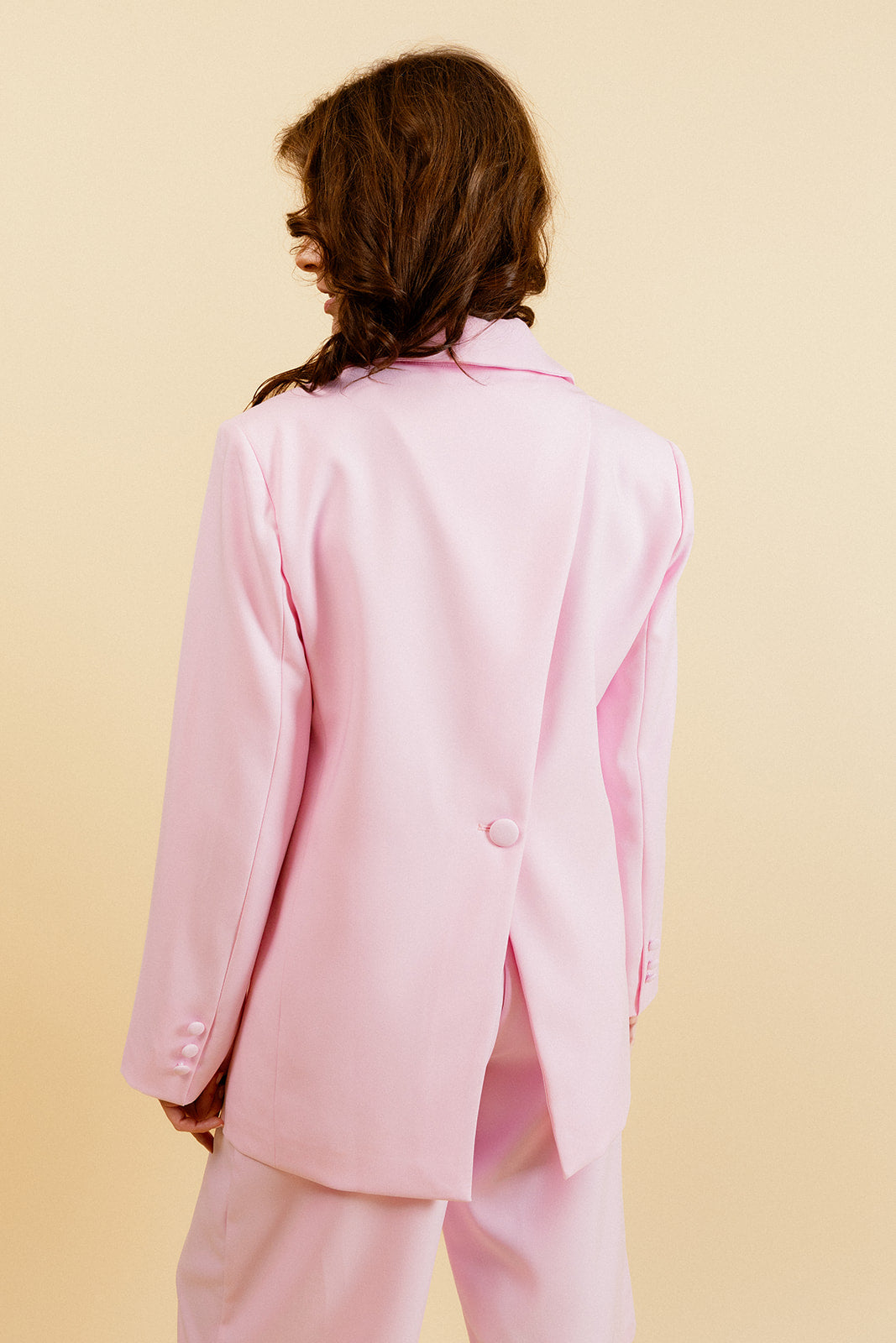 SANDY - Blazer Uni Rose à Fente Dos