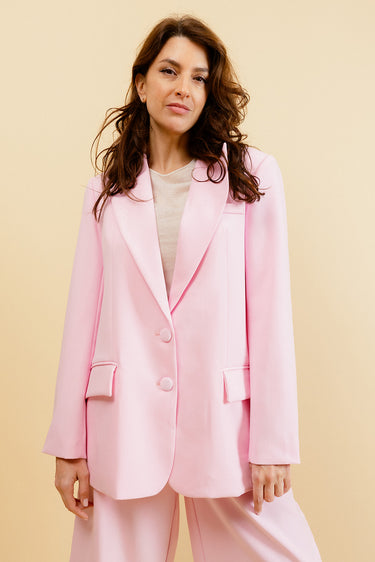 SANDY - Blazer Uni Rose à Fente Dos