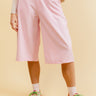 LORENZO – Bermuda Rose Taille Haute à Jambes Larges