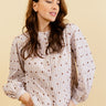 VALENTINA - Chemise Beige à Rayures avec Broderies