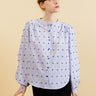 VALENTINA - Chemise Bleue à Rayures avec Broderies