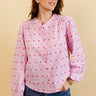 VALENTINA – Chemise Rose à Rayures avec Broderies