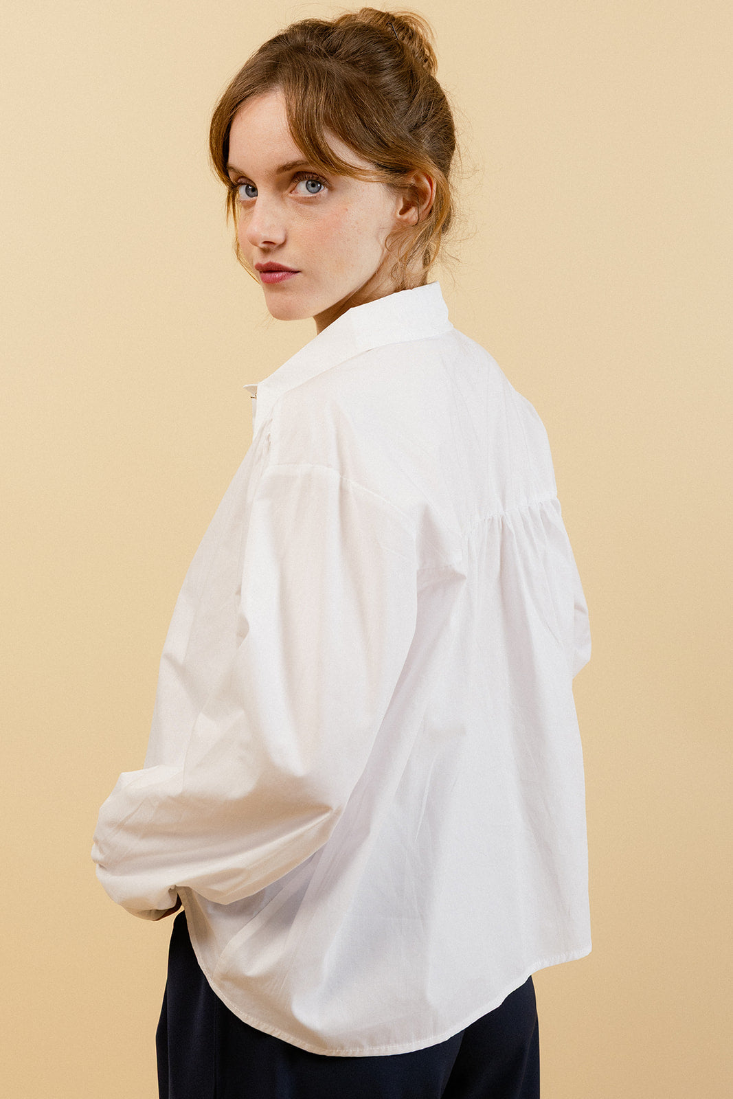 CARLOTA - Chemise Unie Blanche avec Col Français