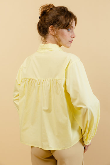 CARLOTA – Chemise Unie Jaune avec Col Français
