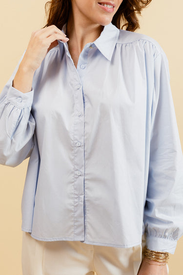 CARLOTA – Chemise Unie ciel avec Col Français
