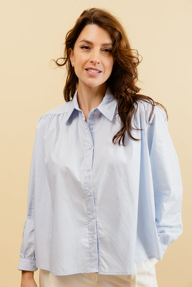 CARLOTA – Chemise Unie ciel avec Col Français