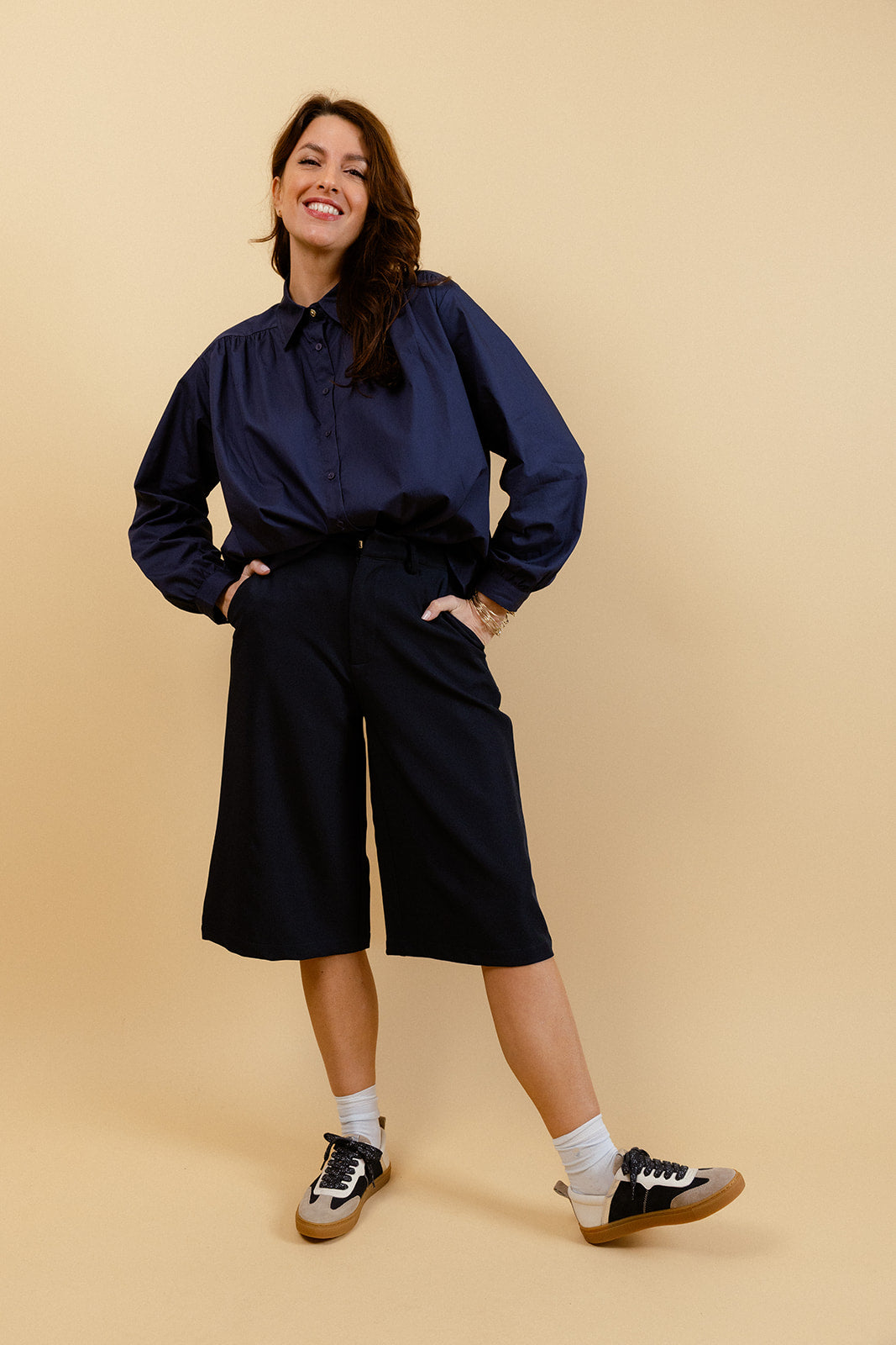 TAIS - Baskets en cuir Marine