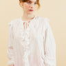HÉLÈNE - Blouse Unie Blanche à Volants