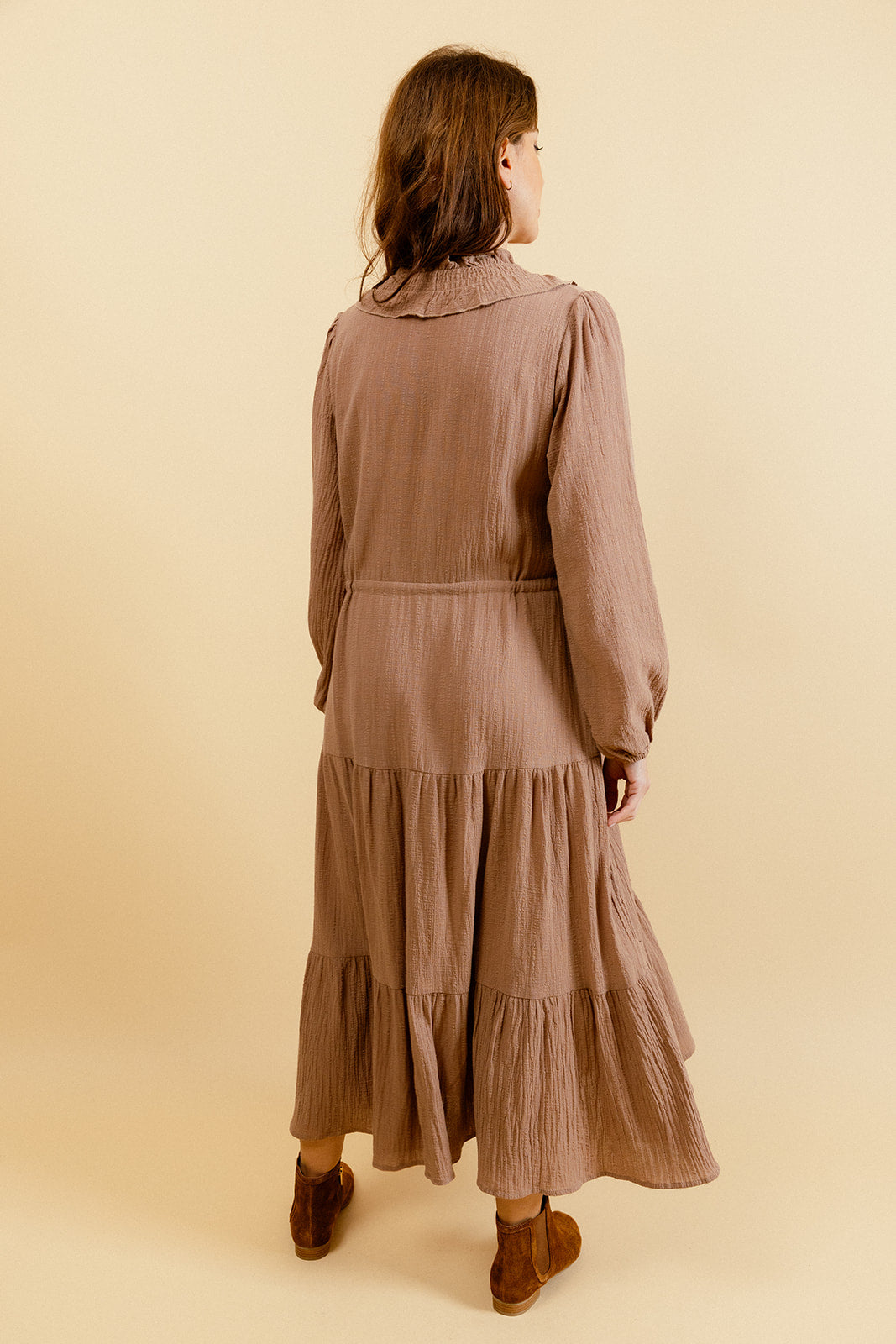 CARO - Robe Midi Femme Couleur Tabac